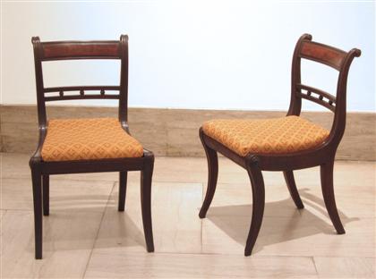 Appraisal: Pair of Classical mahogany chairs philadelphia circa The tablet crest