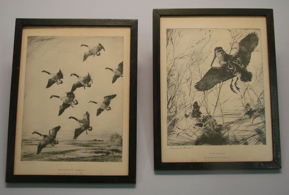 Appraisal: PAIR OF FRAMED FRANK BENSON BOOK PRINTS Woodcock and Hovering