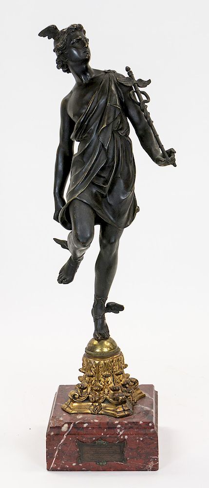 Appraisal: A BRONZE SCULPTURE OF HERMES LATE TH CENTURY A BRONZE