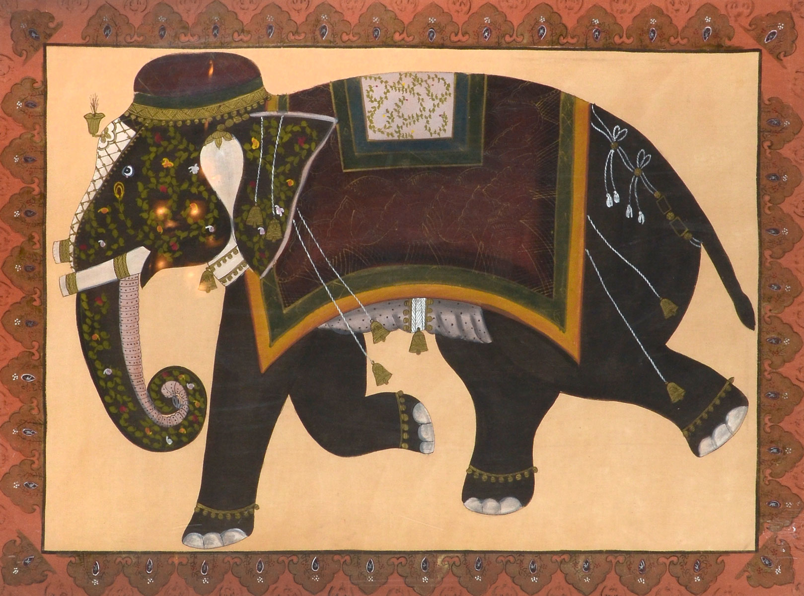 Appraisal: LARGE SOUTHEAST ASIAN PAINTING ON SILK OF AN ELEPHANT sight