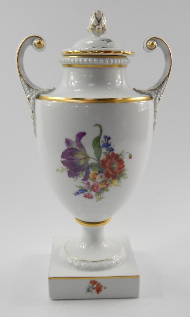 Appraisal: A Furstenberg porcelain vase and cover of twin handled baluster