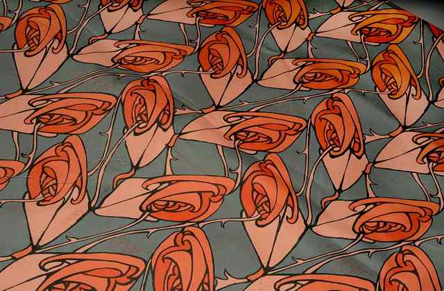 Appraisal: A length of Archibald Knox tea rose fabric printed in