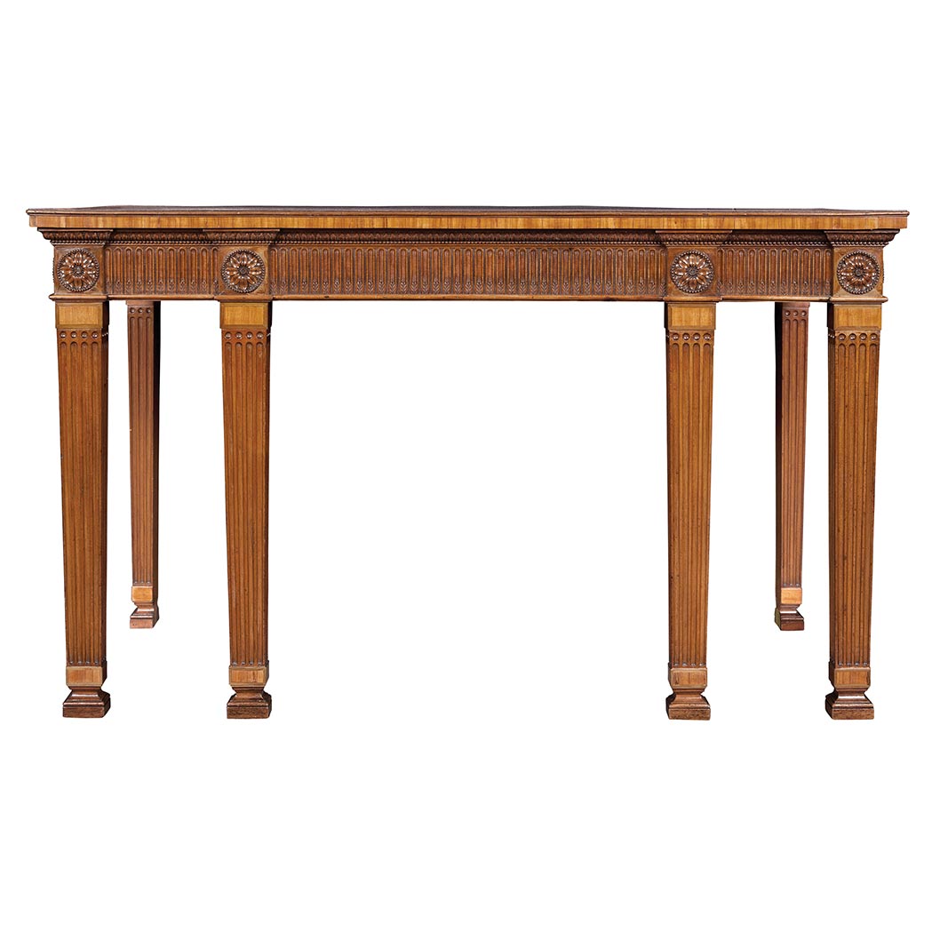 Appraisal: George III Inlaid Mahogany Sideboard Table The rectangular crossbanded top