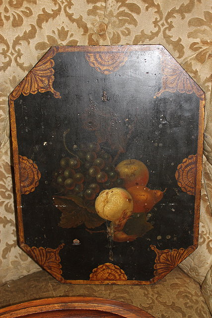 Appraisal: A PAPIER MACHE RECTANGULAR SCREEN from a pole screen with