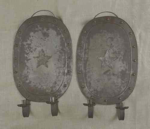 Appraisal: Pair of tin sconces mid th c h