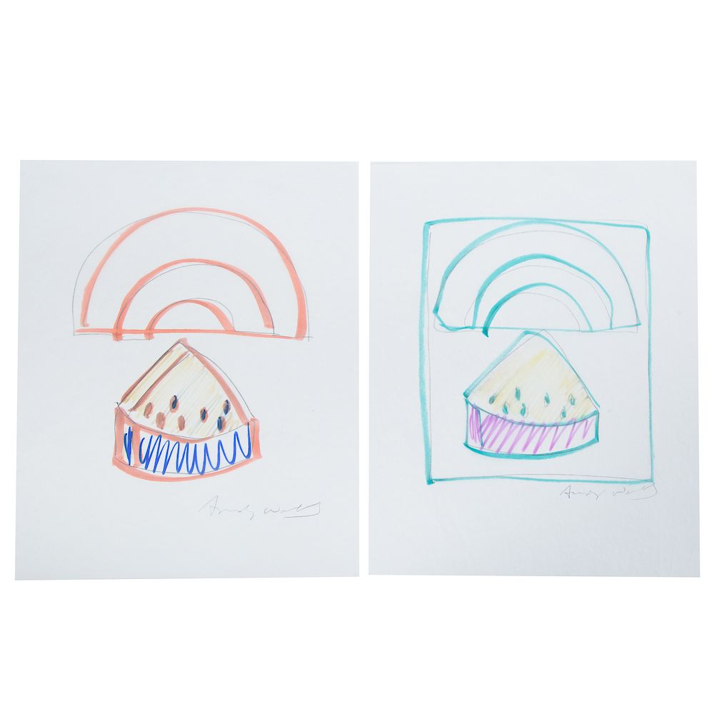 Appraisal: Andy Warhol Pr Watermelon Rainbow Orange American - Marker sketches