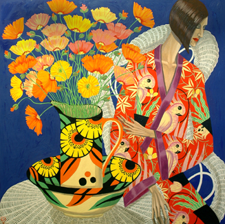 Appraisal: Greg Irvine born Woman in Kimono oil on canvas monogrammed