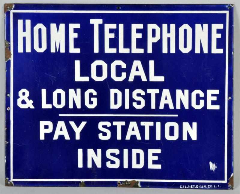 Appraisal: Porcelain Home Phone Local Long Distance Sign Condition Very Good