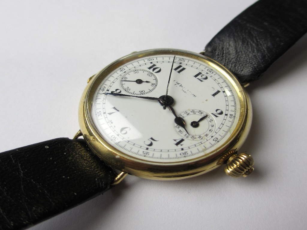 Appraisal: A Gents early th century ct gold cased chronograph wrist