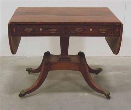 Appraisal: Inlaid mahogany sofa table th century H in W in