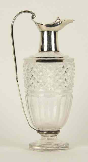 Appraisal: A silver mounted cruet bottle Paul Storr London of ewer