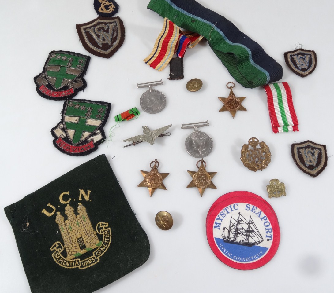 Appraisal: Various WWII medals and embroidered badges etc to include S