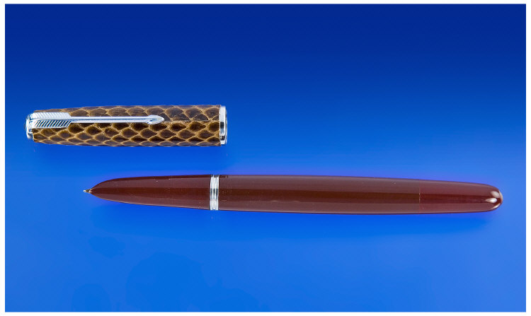 Appraisal: Parker Cordovan brown vacumatic pen with rare snakeskin covered cap