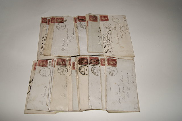 Appraisal: A COLLECTION OF VICTORIAN ENVELOPES each with Penny Reds approximately