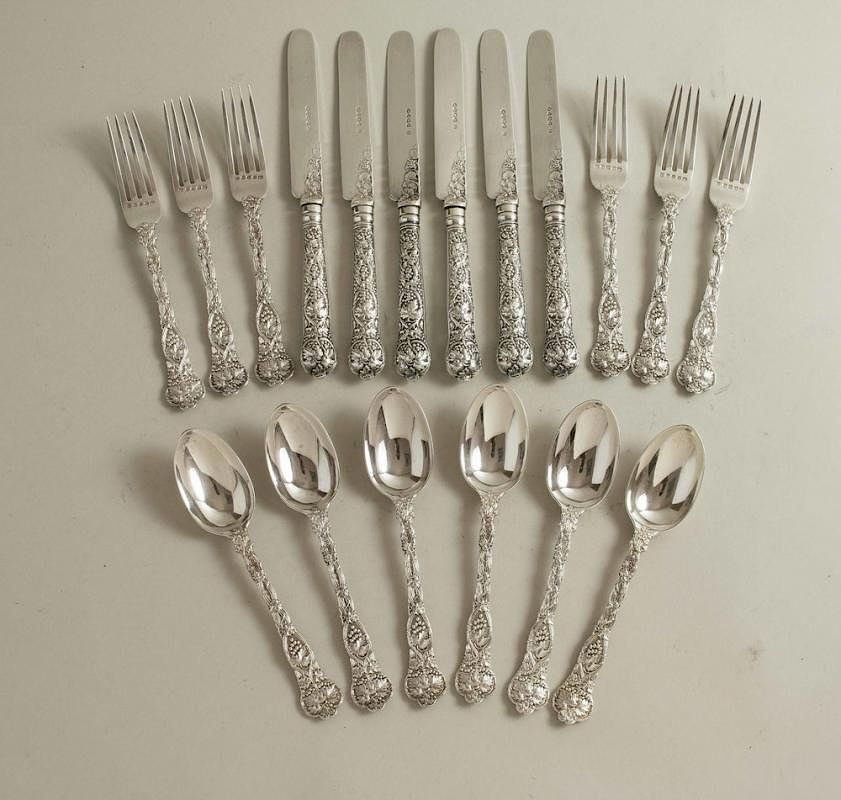 Appraisal: Francis Higgins III Sterling Flatware Grape Vine Pattern Assembled lot