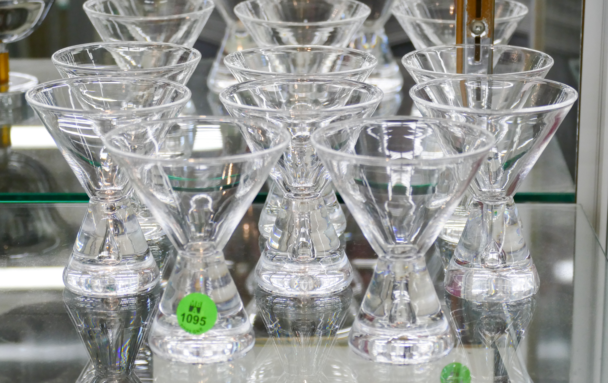 Appraisal: pc Steuben Crystal Tear Drop Martini Glasses ''