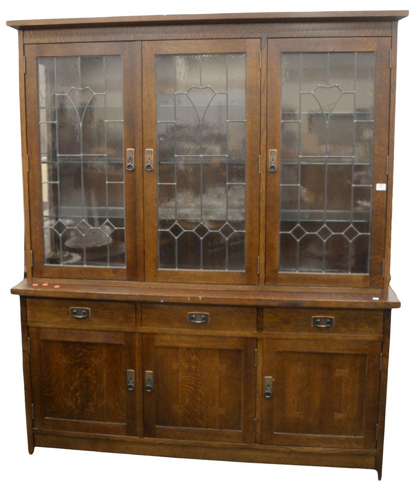 Appraisal: Stickley Two Part Breakfront having three leaded glass doors over