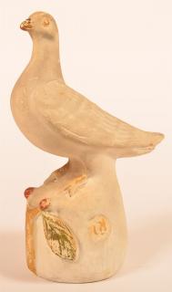 Appraisal: Vintage Chalkware Figure of a Dove On stump cherry branch