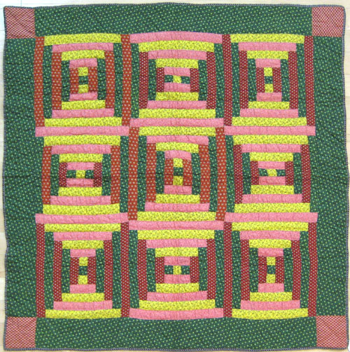 Appraisal: Colorful calico crib quilt late th c in the log