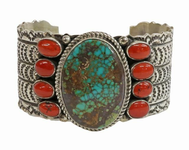 Appraisal: Native American sterling silver cuff bracelet Maynard Garcia Navajo central