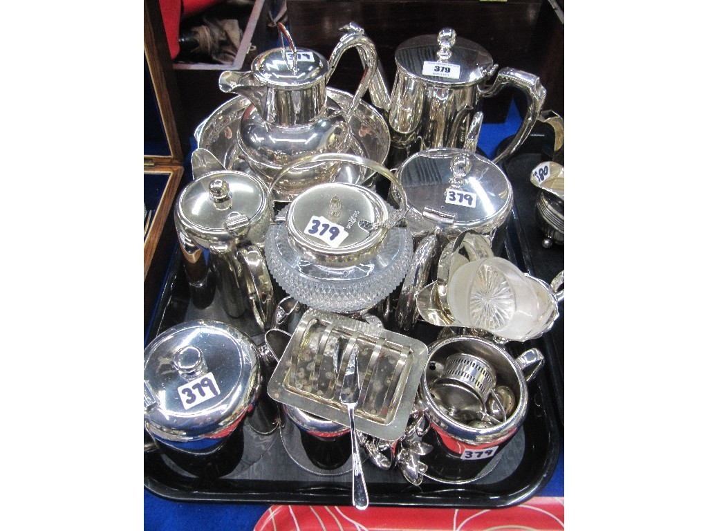 Appraisal: Tray lot of EP - hotel ware jam pot etc