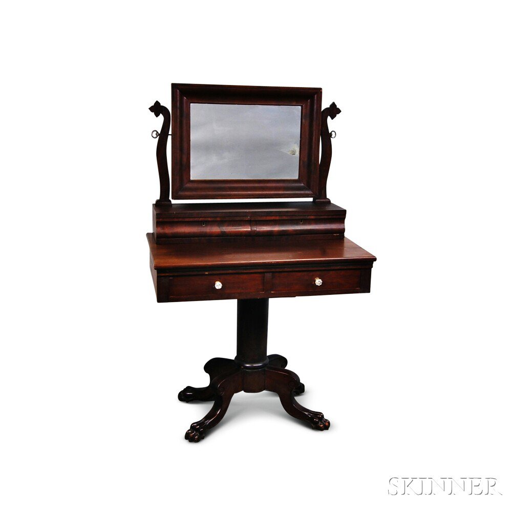 Appraisal: Late Federal Carved Mahogany Dressing Table th century the rectangular