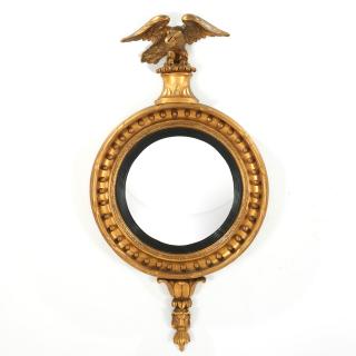 Appraisal: American Classical giltwood convex mirror American Classical giltwood convex mirror