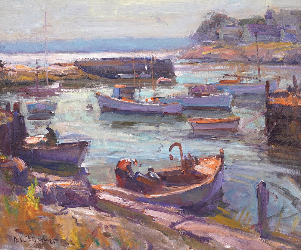 Appraisal: Robert Gruppe 'Harbor on the North Shore' Painting Robert Gruppe