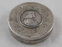 Appraisal: A th century Russian silver circular box with central medallion