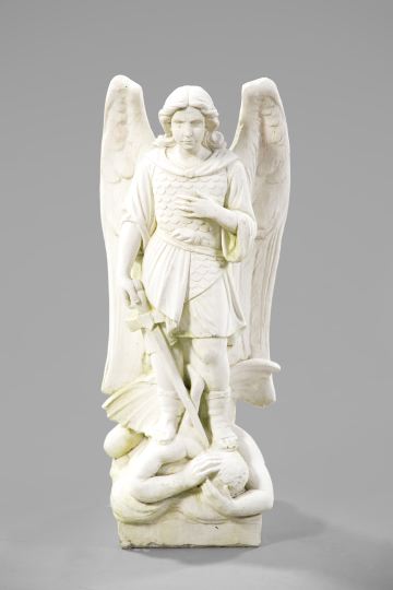 Appraisal: Continental Stone Garden Figure of St Michael the Archangel modeled