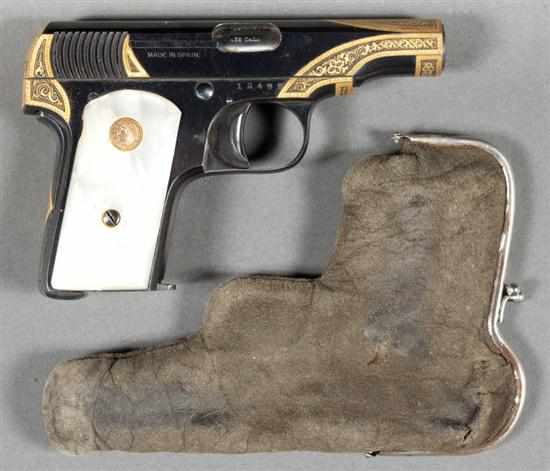 Appraisal: Gabilondo y Urresti ''Bufalo'' engraved and gilt pearl-handled semi-automatic pistol