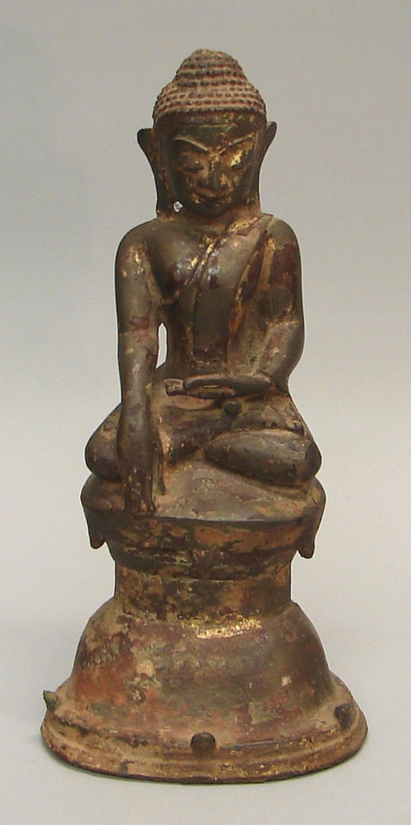 Appraisal: Bronze seated figure sub-duing Mara Shan Burma t th th