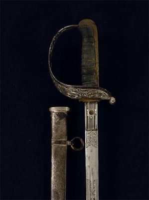 Appraisal: A highland Officer's dress sword the blade etched thistles crests