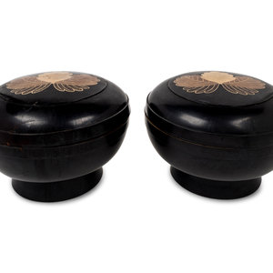 Appraisal: A Pair of Japanese Lacquer Boxes th Century Diameter inches