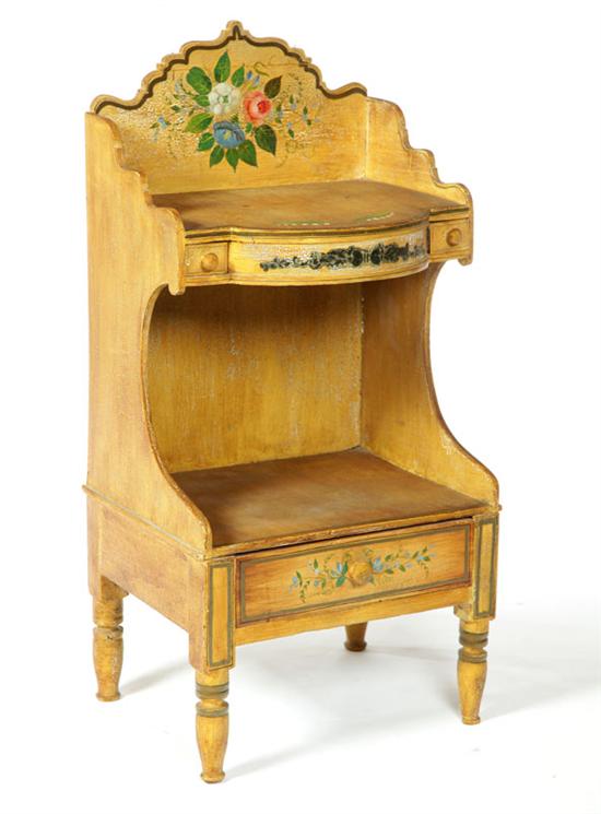 Appraisal: DECORATED WASHSTAND American - pine Shaped gallery with two small