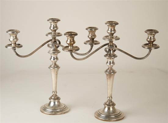 Appraisal: A Pair of Gorham Sterling Metamorphic Candelabra the removable tops