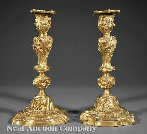 Appraisal: A Pair of French Gilt Bronze Candlesticks early th c