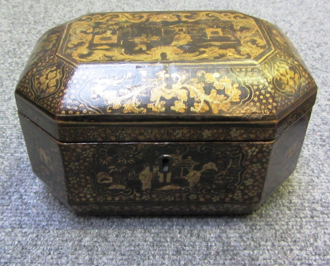 Appraisal: A th century black lacquer chinoiserie decorated box a similar