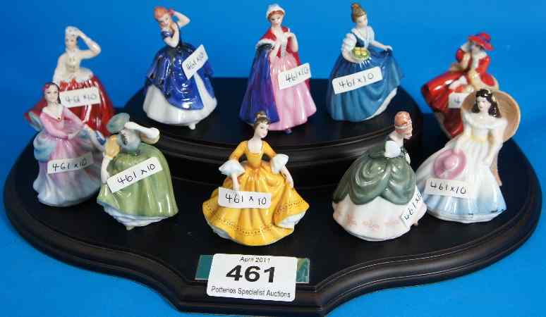 Appraisal: Royal Doulton Miniature Figures on wooden base plinth comprising Top