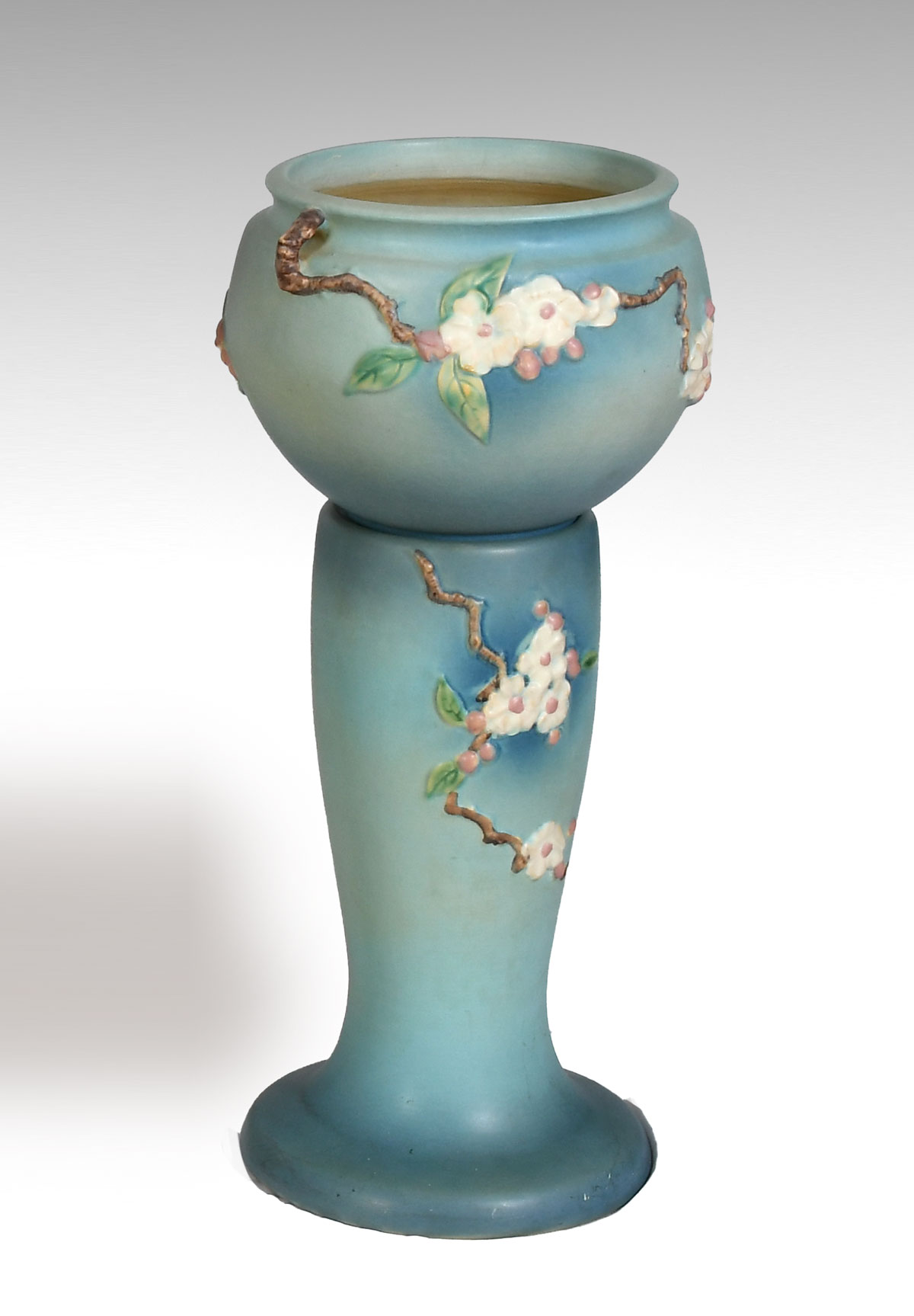 Appraisal: ROSEVILLE POTTERY ''APPLE BLOSSOM'' JARDINIERE PEDESTAL Jardiniere - Pedestal -