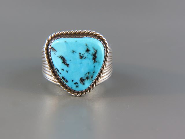 Appraisal: Indian Turquoise Man's Ring early rich stone sterling silver currently