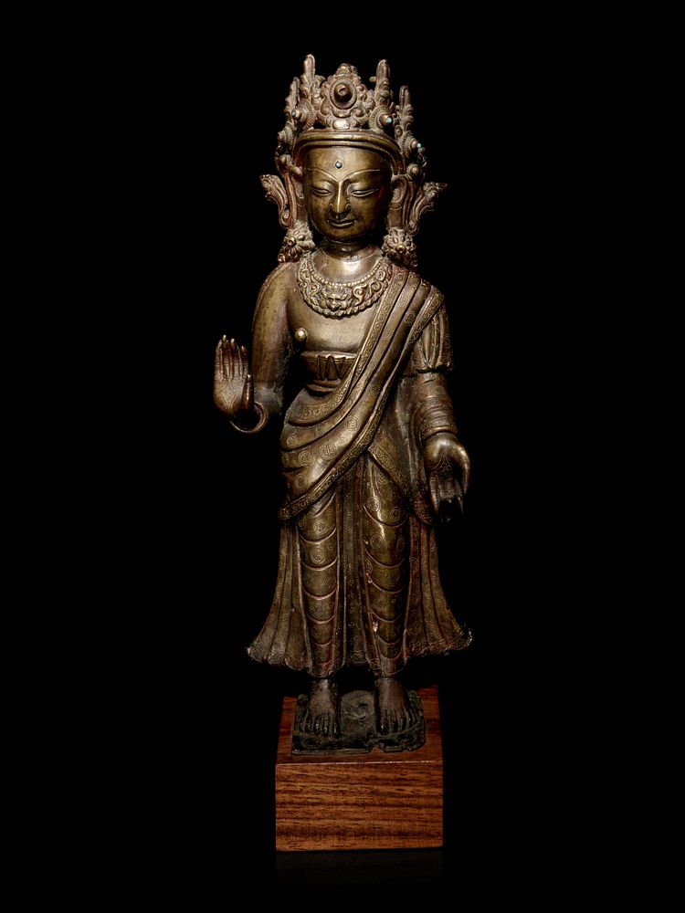 Appraisal: A Large Tibetan Gilt Bronze Figure of Buddha Dipankara Height