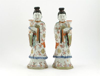 Appraisal: A pair of Chinese famille rose models of maidens each