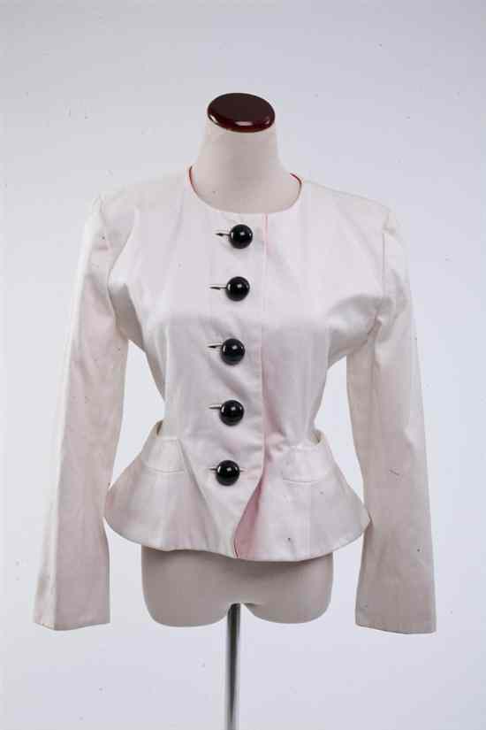 Appraisal: YVES SAINT LAURENT WHITE JACKET WITH RED TRIM Size Cotton