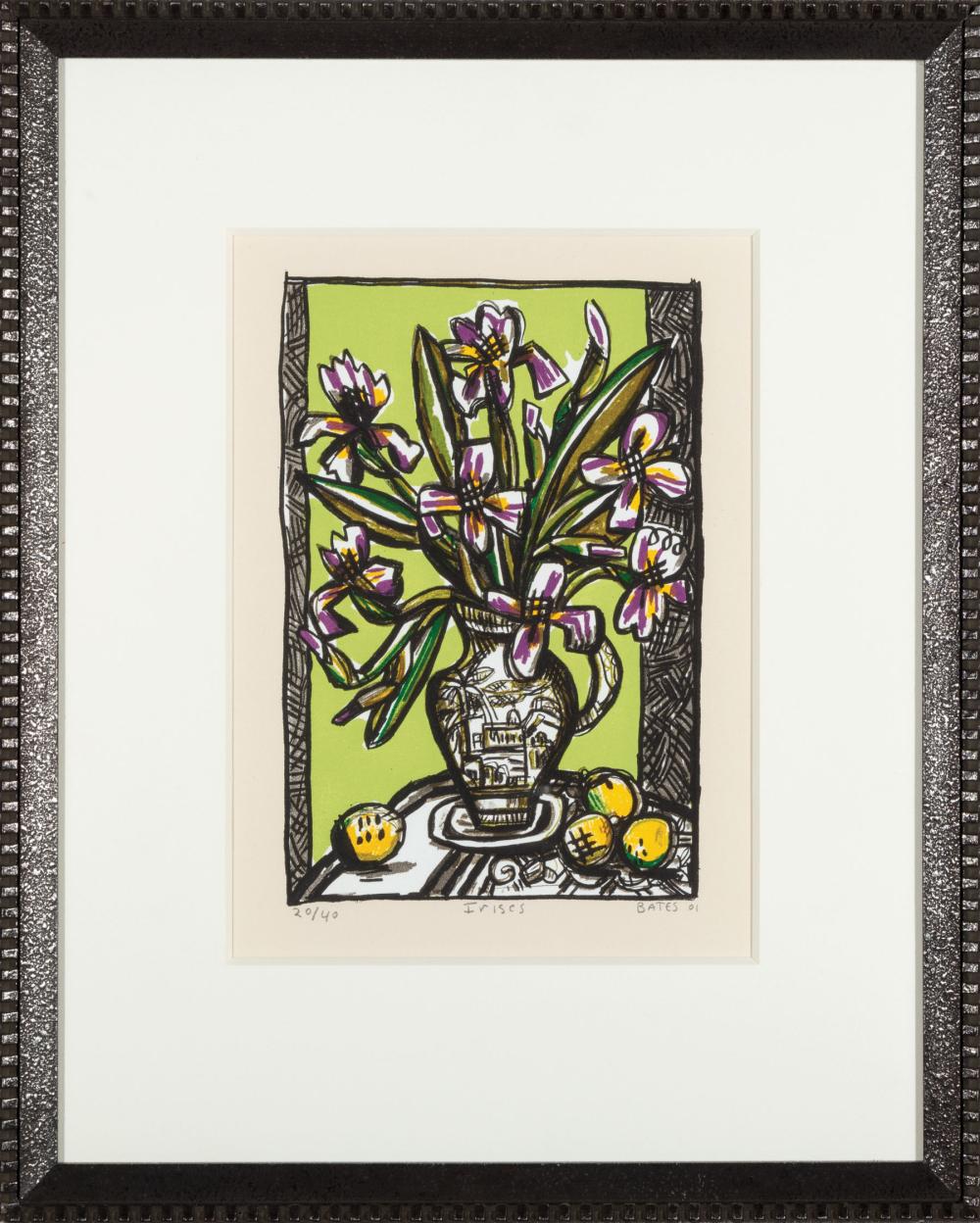 Appraisal: David Bates American Texas b Irises lithograph pencil-signed titled dated