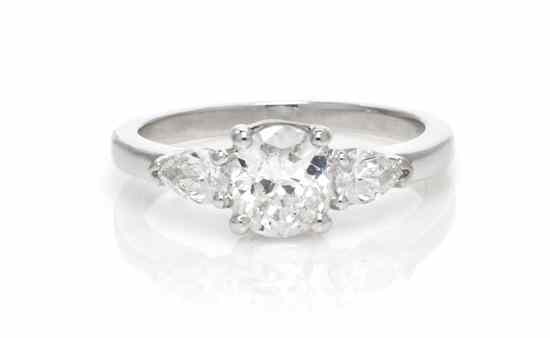 Appraisal: An Karat White Gold and Diamond Ring containing one oval