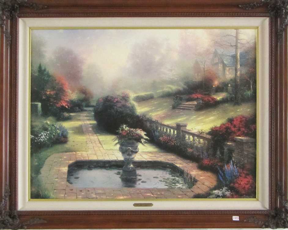 Appraisal: THOMAS KINKADE EMBELLISHED OFFSET LITHOGRAPH ON CANVAS United States -