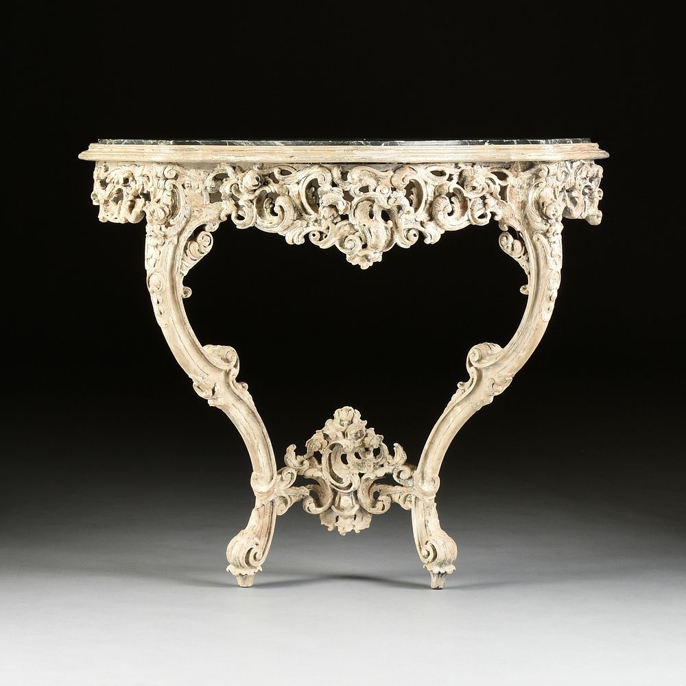 Appraisal: A LOUIS XV STYLE FAUX MARBLE TOPPED AND PAINTED WOOD