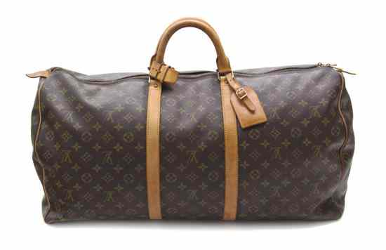 Appraisal: A Louis Vuitton Monogram Canvas Duffle Bag zipper closure leather