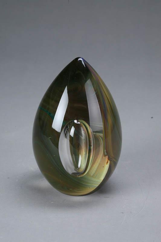 Appraisal: MODERN ART GLASS SCULPTURE Teardrop shaped with a clear bubble